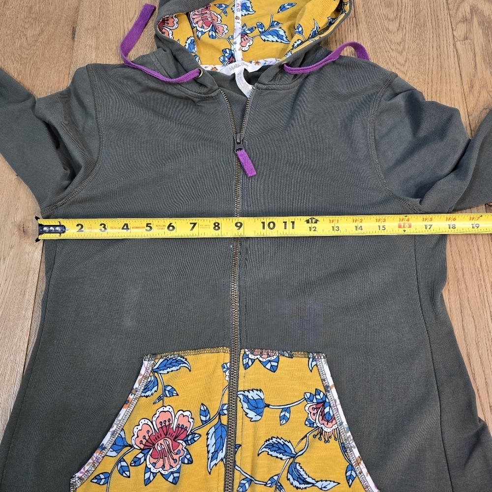 Matilda Jane Green Floral Patchwork Zip Up Long Jacket Medium - Picture 10 of 11